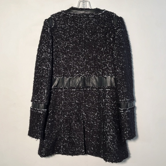 LAUNDRY by Shelli Segal Career City Faux Leather Metallic Tweed/Boucle Coat SZ M - Picture 4 of 16